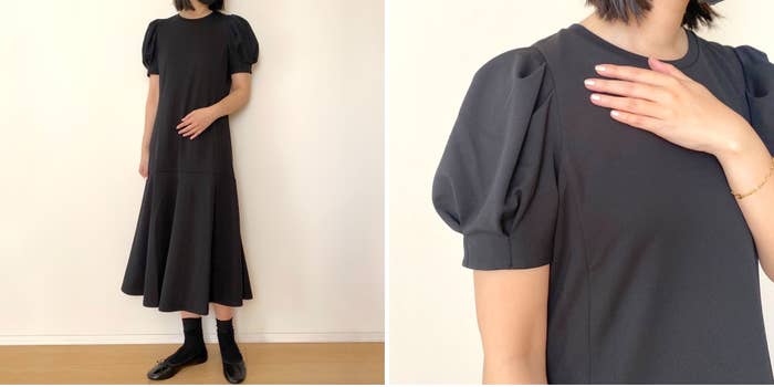 GUの「ボリュームスリーブワンピース(5分袖)Z+E」