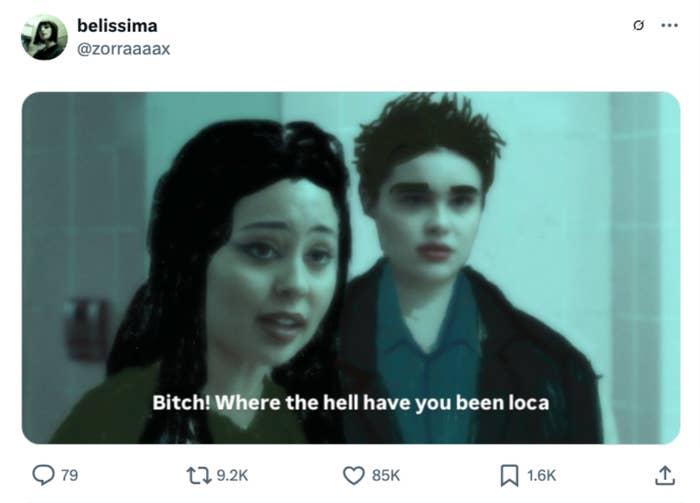 A meme with two characters; one is asking the other, "Bitch! Where the hell have you been loca?"