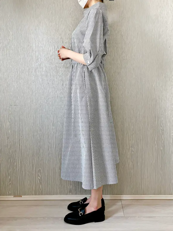 ハニーズの「6分袖シャツワンピース」