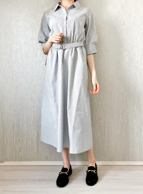 ハニーズの「6分袖シャツワンピース」