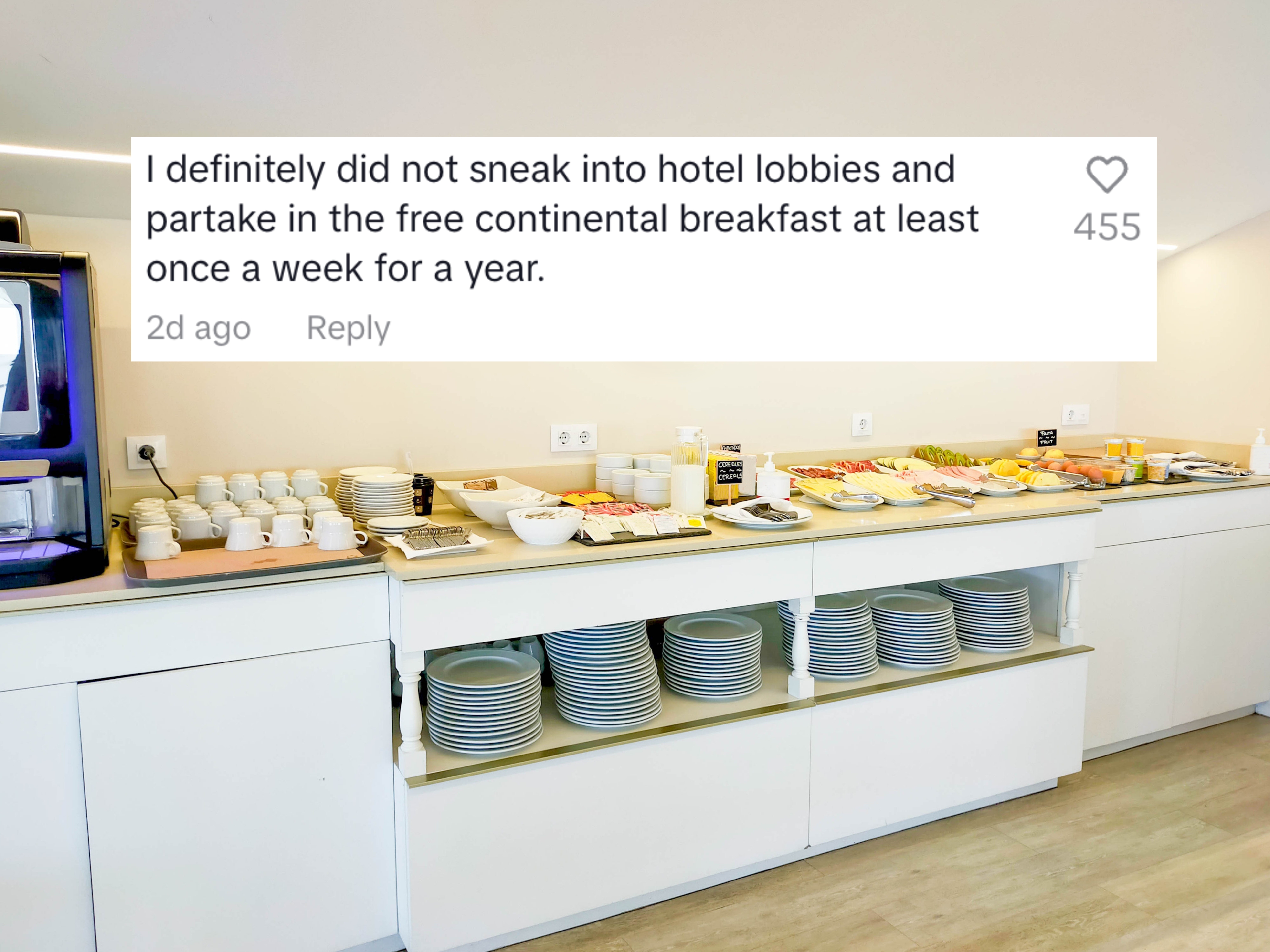 I definitely did not sneak into hotel lobbies and partake in the free continental breakfast at least once a week for a year