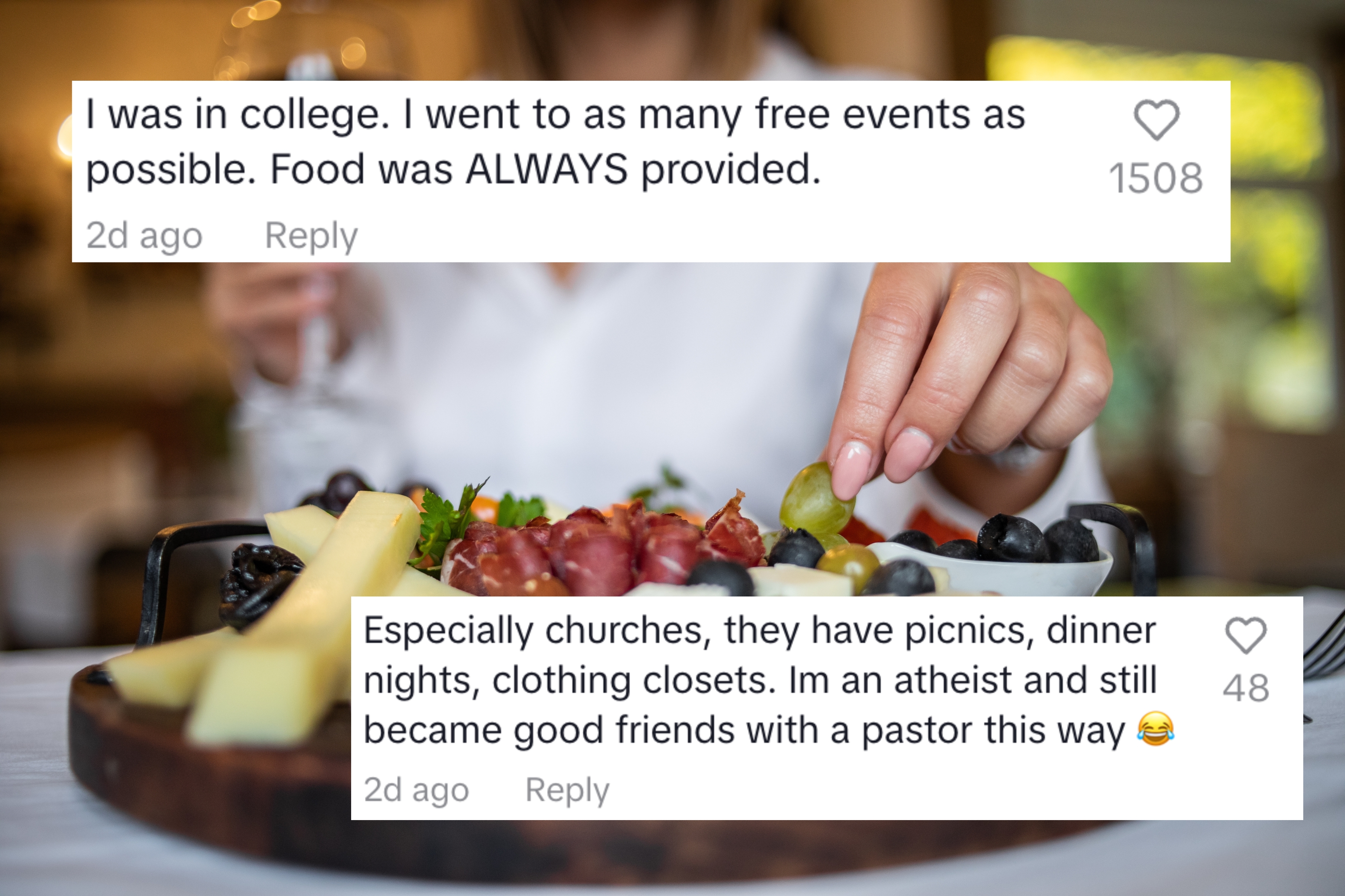 I was in college. I went to as many free events as possible. Food was always provided