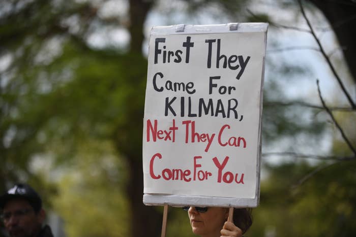 Protest sign reading, 