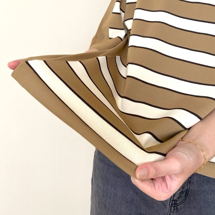 GUの「ニットポロシャツ(5分袖) by rokh」