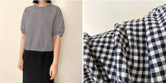 ユニクロの「シアサッカーブラウス/ギンガム/半袖」