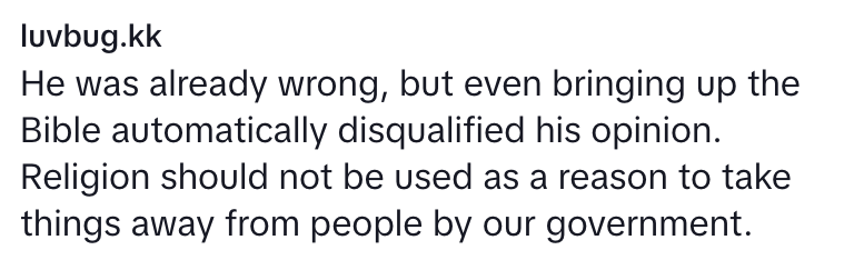 Text about disqualifying opinions based on religious grounds and the role of religion in government decisions