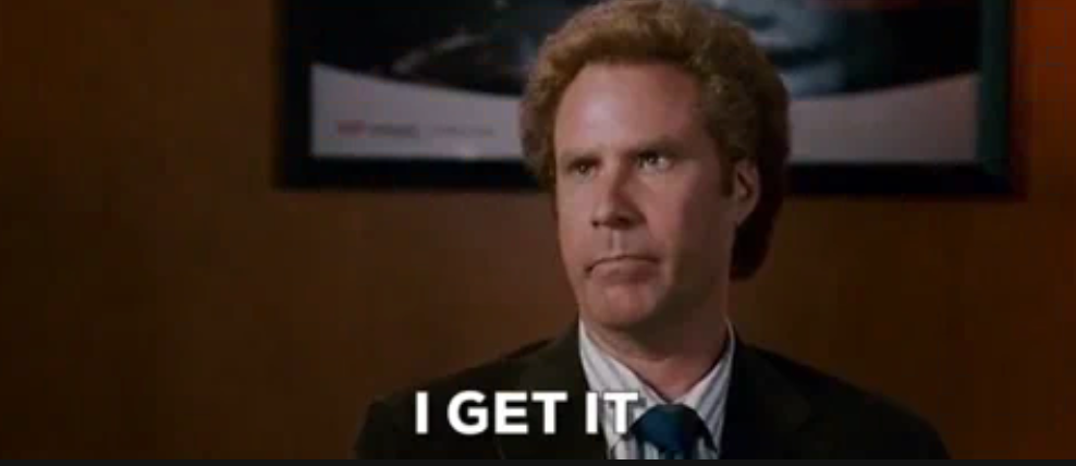 Man looking unimpressed with the text "I GET IT" below him