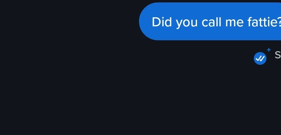 Text conversation where one person says, "Yes fattie. As I look after myself, don't need gym everyday ?" and the response is, "Did you call me fattie?"
