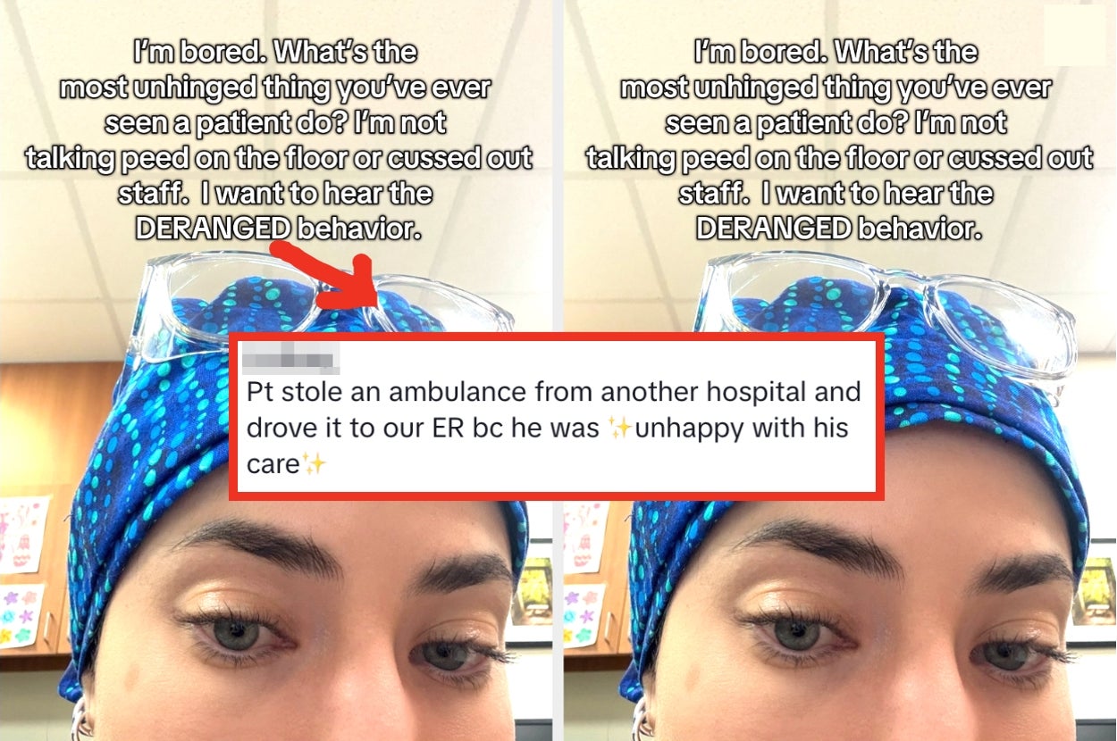 Person wearing a head scarf shares a story: A patient stole an ambulance to drive to a different ER due to dissatisfaction with care