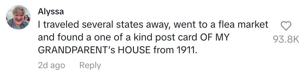 I traveled several states away went to a flea market and found a one of a kind post card of my grandparents house from 1911