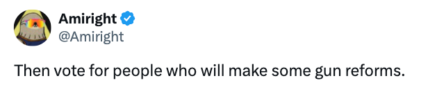 Tweet urging a vote for candidates who will implement gun reforms