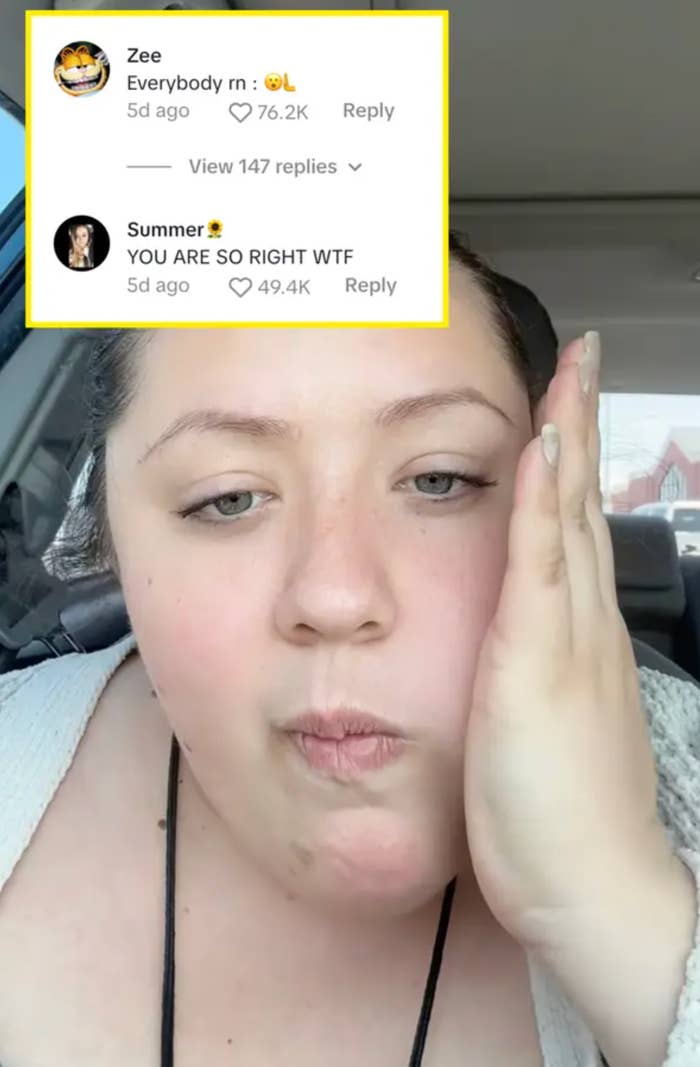 Person reacting with disbelief to comments about a trending internet topic
