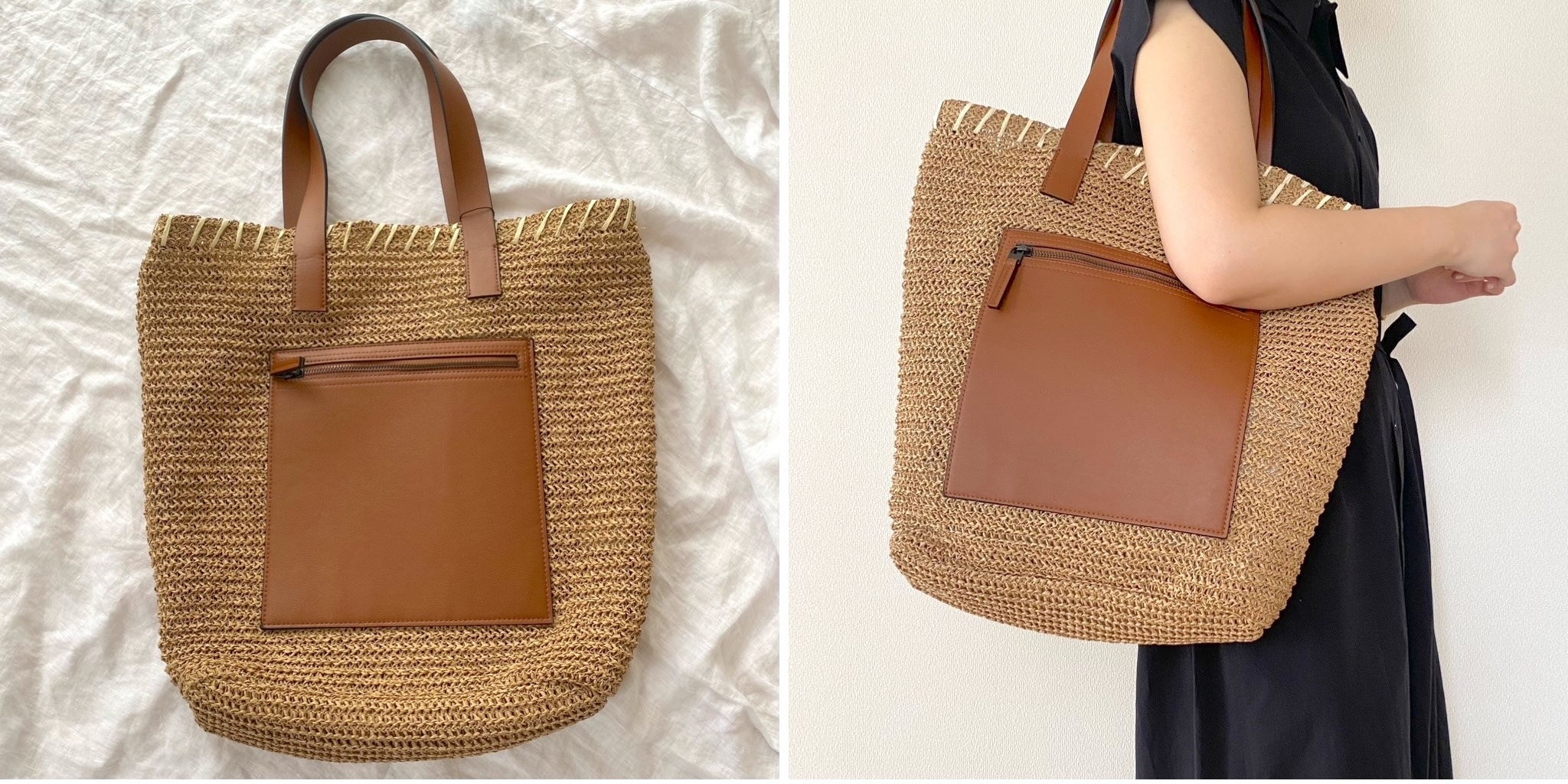 【ZARA】ウーブン トートバッグ エクリュ | 3392/520/002 一目惚れして、即購入…!ZARA新作の「大容量トートバッグ