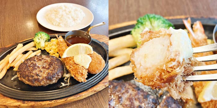 Royal Host（ロイヤルホスト）の「ハンバーグ＆天然海老フライと紅ずわい蟹のクリームコロッケ」