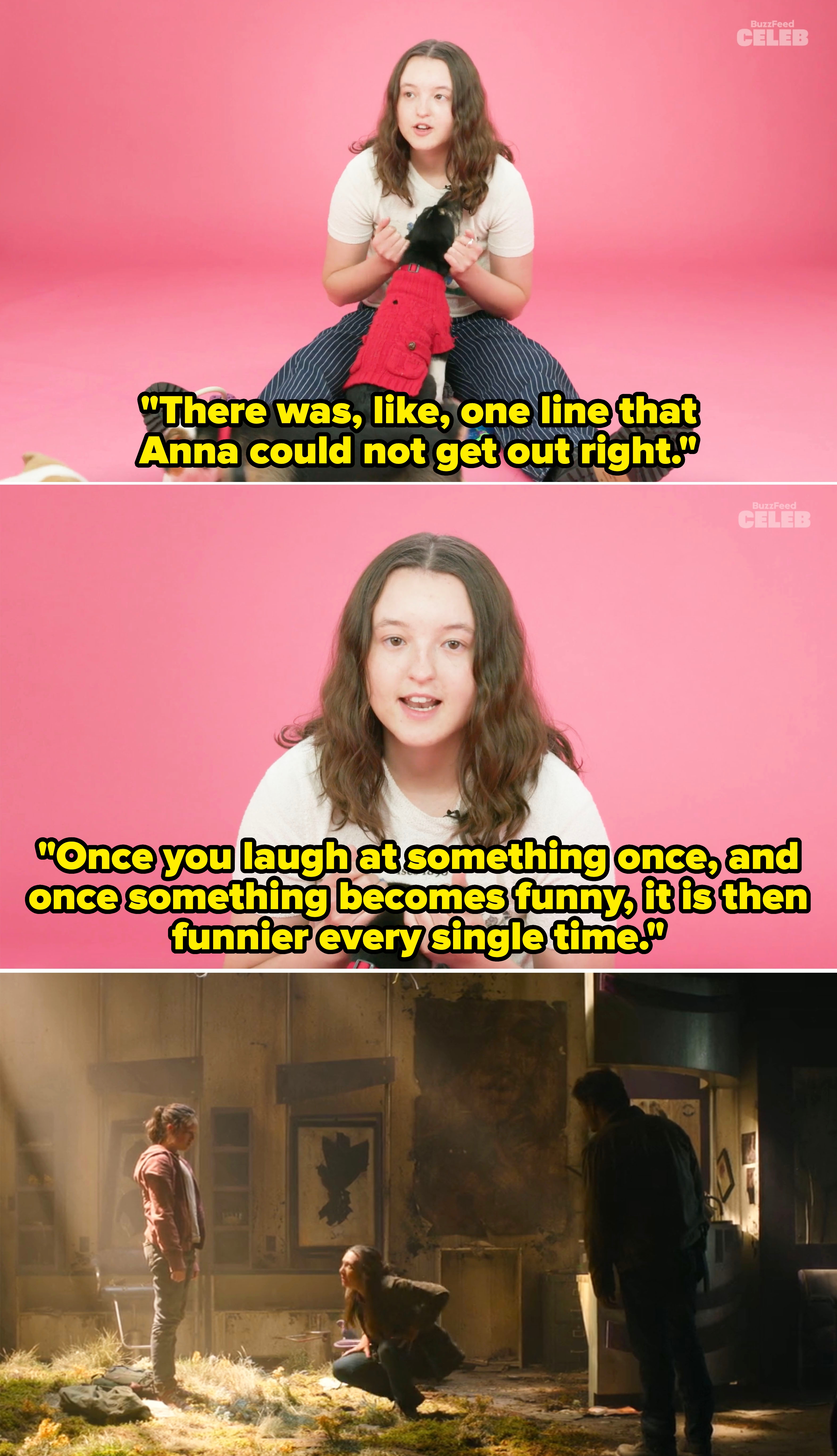 Bella saying that once something becomes funny on set once, it gets funnier every time