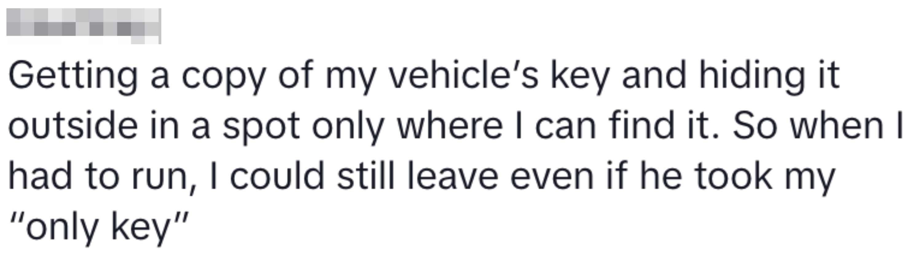Text from image: A person named Courtney discusses hiding a spare car key outside to ensure they can leave if their primary key is taken
