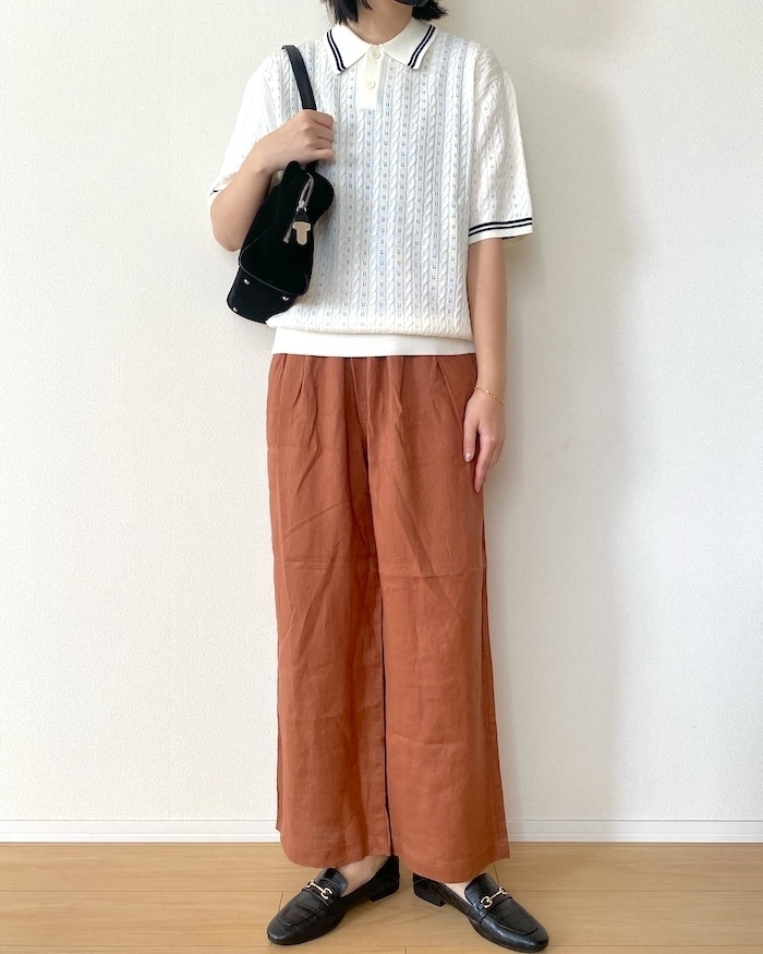 無印良品「婦人 リネン 洗いざらしイージーワイドパンツ」