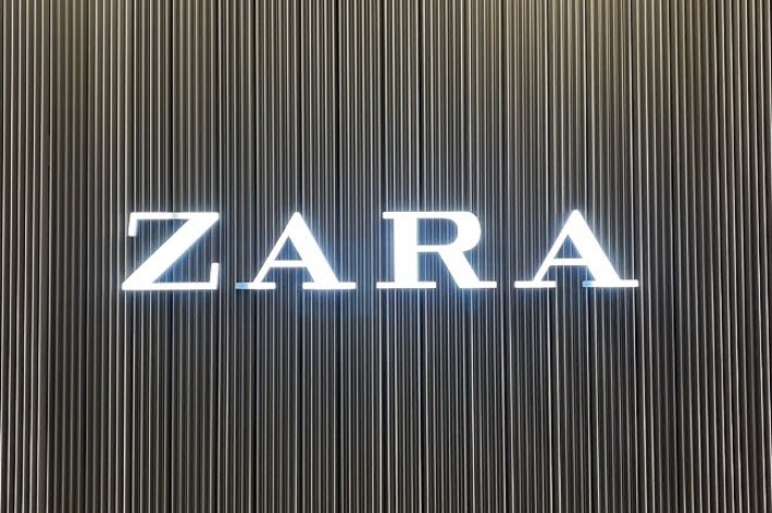 Zara store sign on a textured wall background