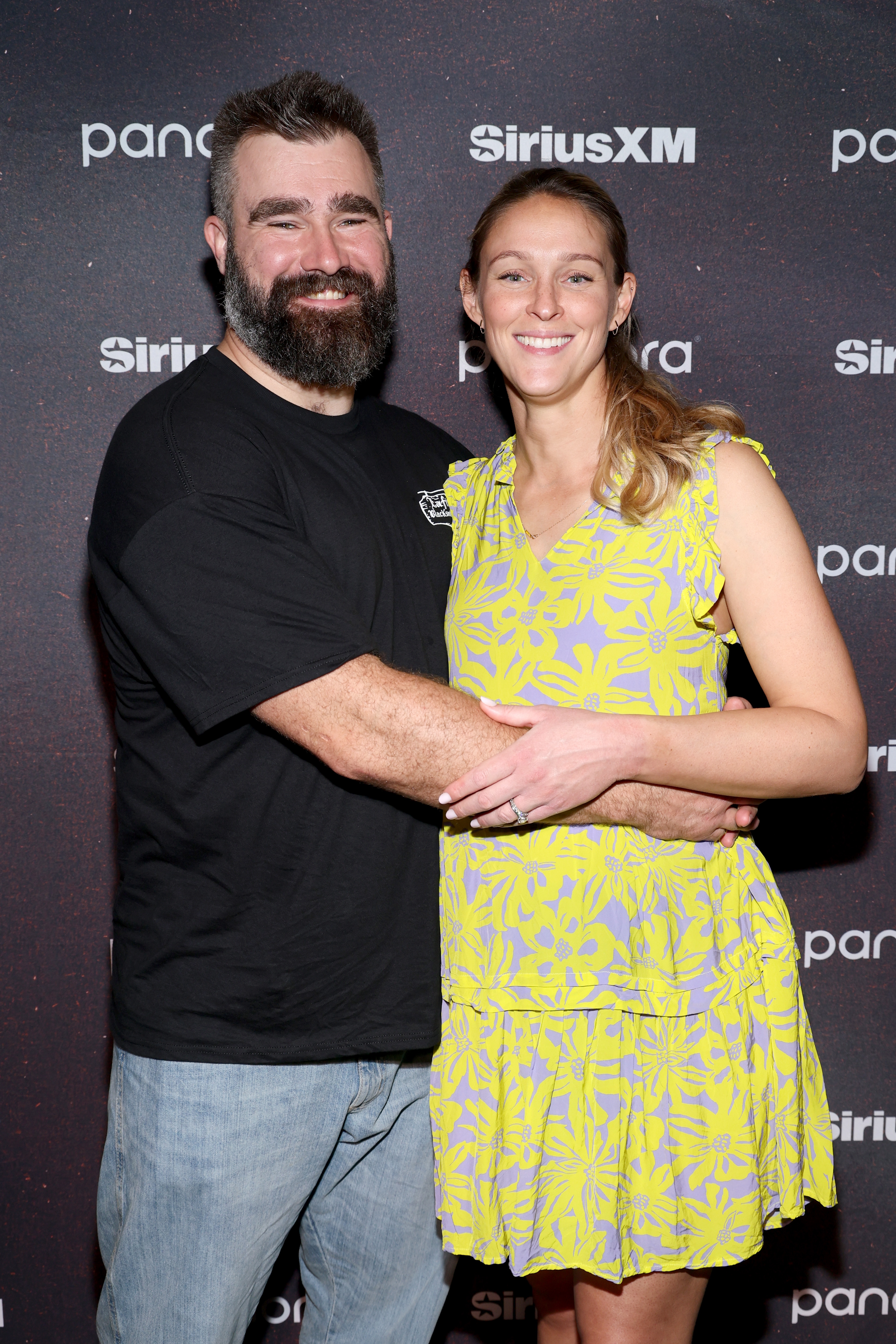 Jason Kelce and Kylie Kelce posing together at an event