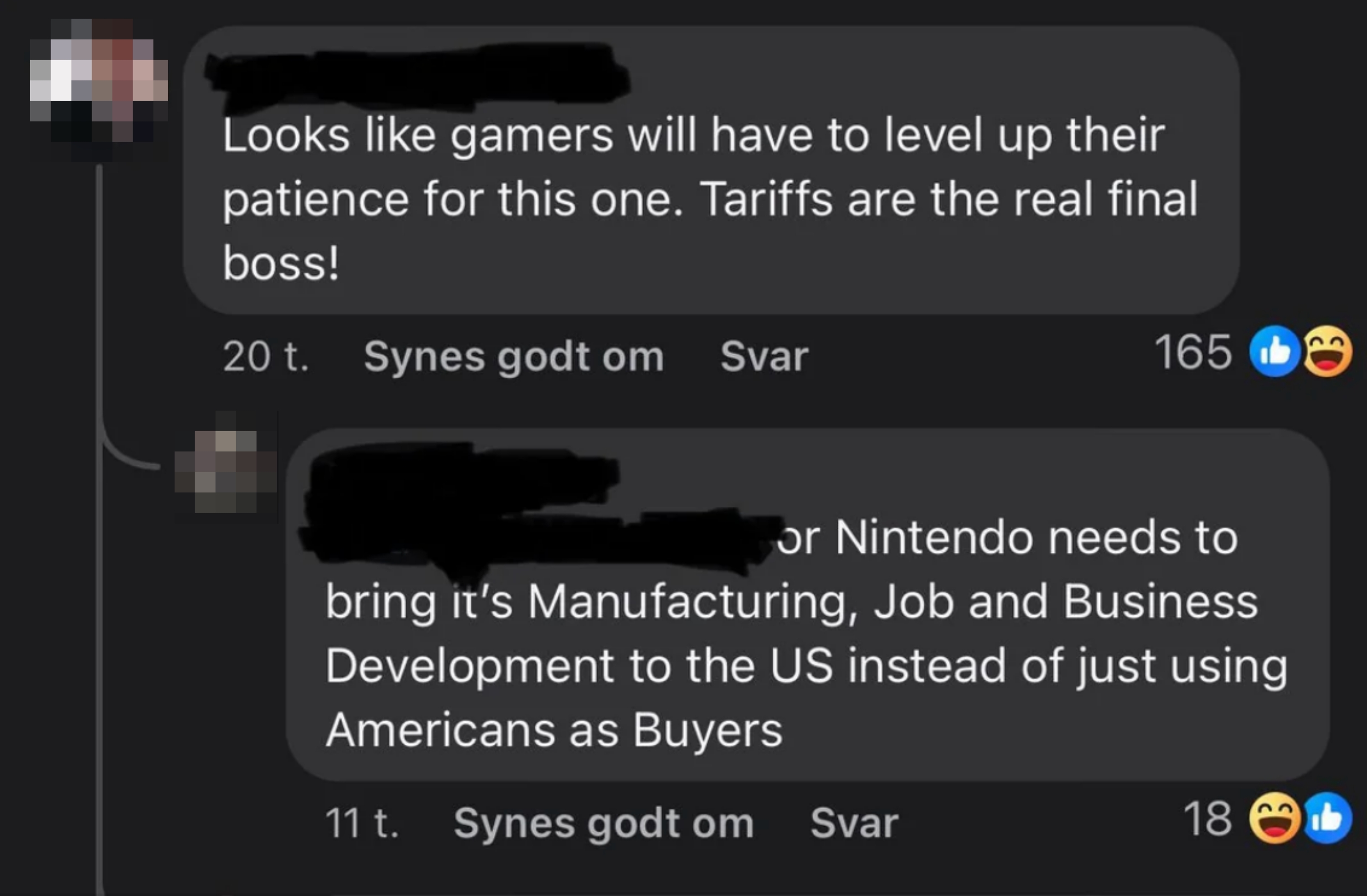 Comment says &quot;Nintendo needs to bring its manufacturing, job and business development to the US instead of just using Americans as buyers&quot;