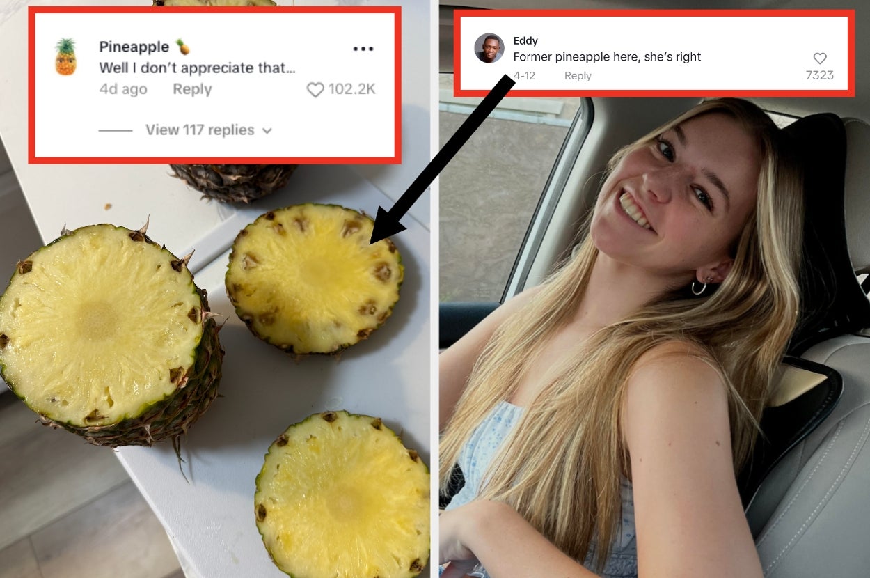 Comment about pineapples humorously personified as taking offense; user jokingly claims to be a former pineapple, agreeing with the sentiment
