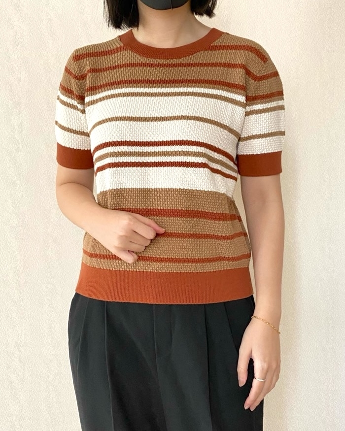 GU(ジーユー)の「コットンポップコーンクルーセーター半袖」