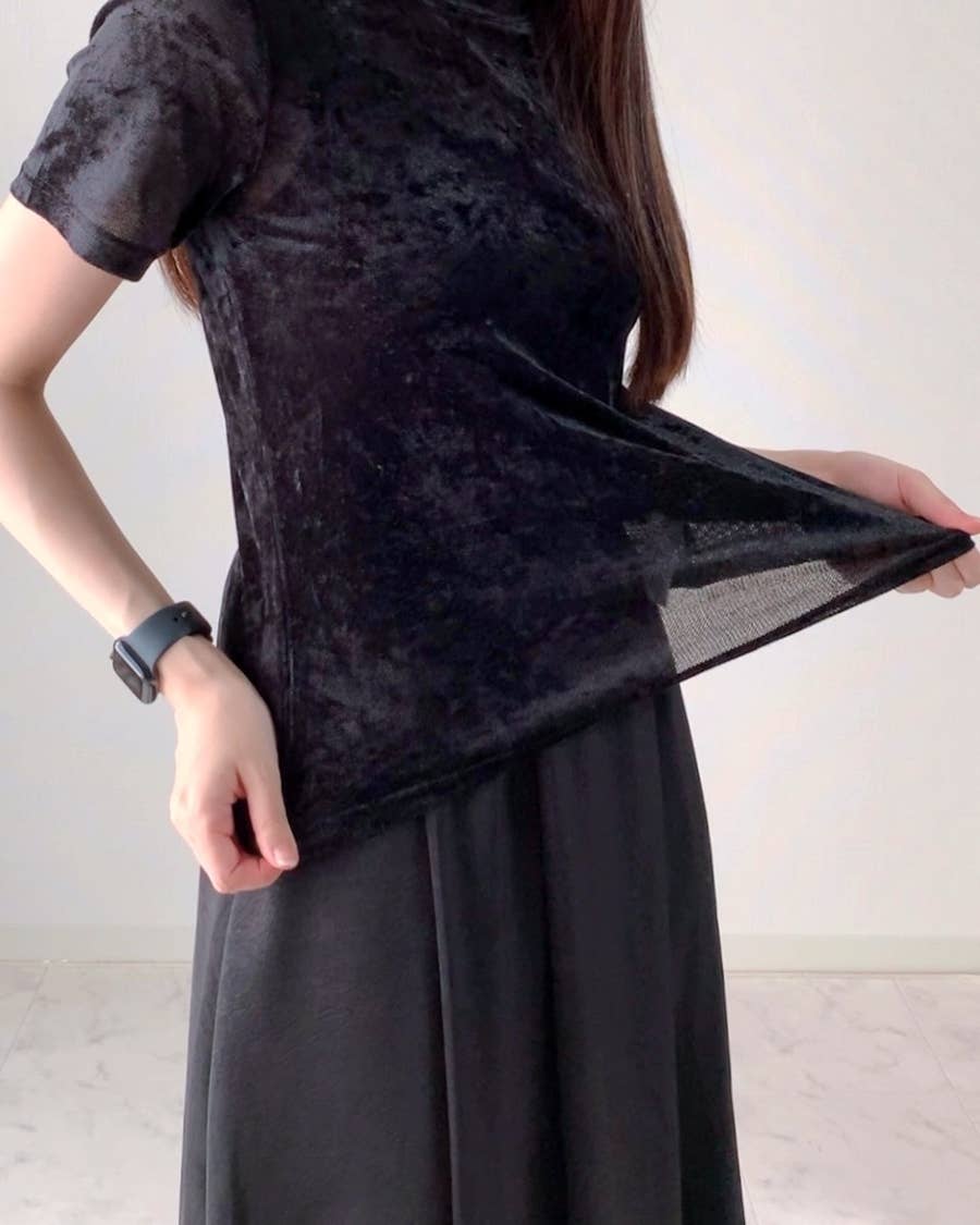新品 ブルーベル レースリバーシブル スカート 黒 ブラック 裏表どちら 