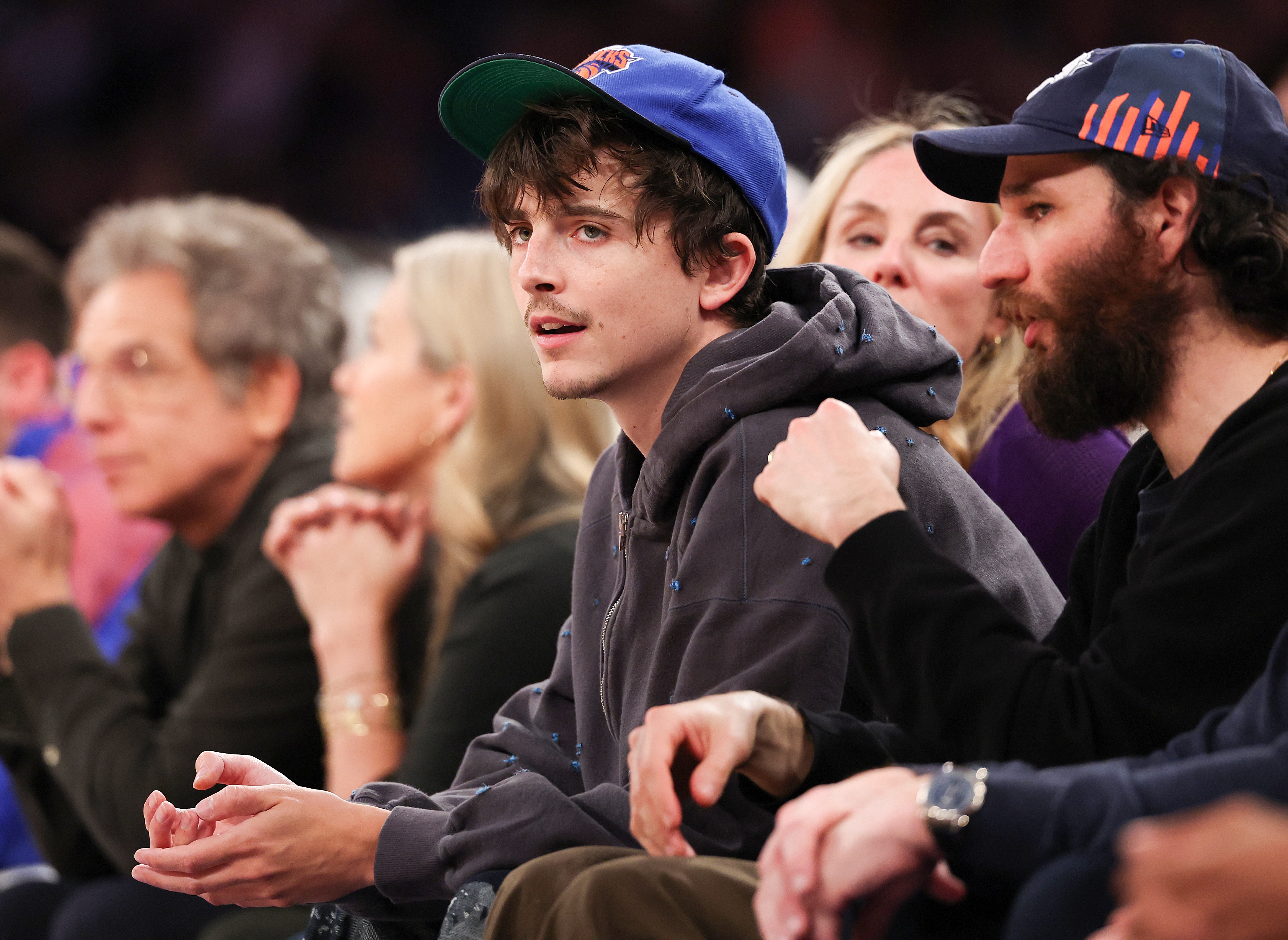 Timothée Chalamet at a basketball game