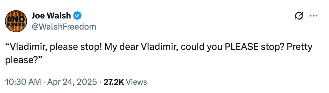 Tweet by Joe Walsh: &quot;Vladimir, please stop! My dear Vladimir, could you PLEASE stop? Pretty please?&quot;