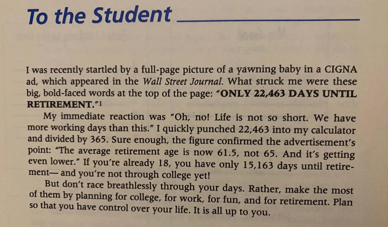 text about how the retirement age has gone down from 65 to 61.5 and is getting even lower