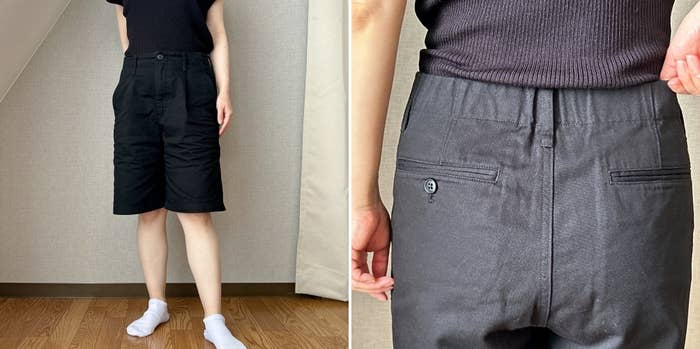 無印良品の「婦人 ムラ糸 チノタックハーフパンツ」