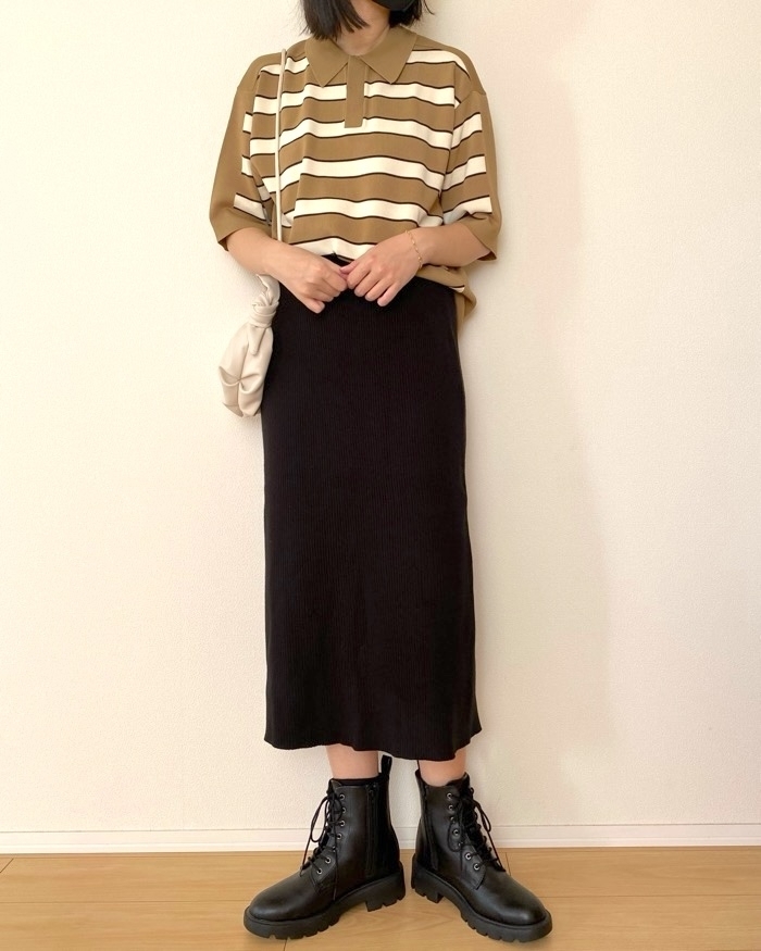 GU「ニットポロシャツ(5分袖) by rokh」