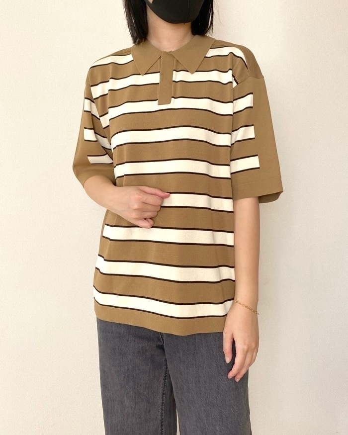 GU「ニットポロシャツ(5分袖) by rokh」