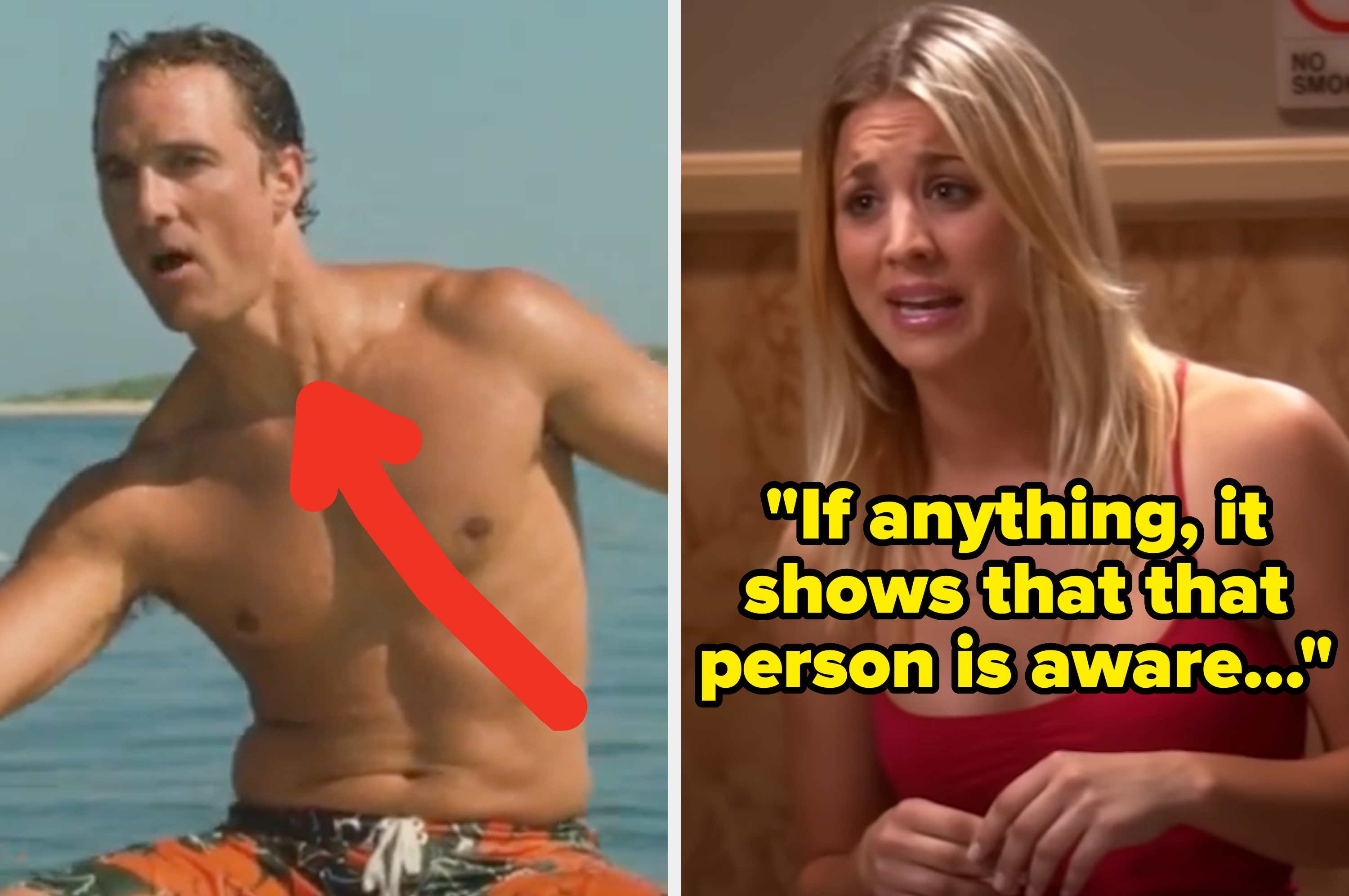 Woman in casual attire looks concerned, with text saying, "If anything, it shows that that person is aware..."