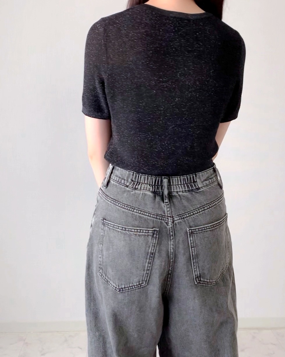 GUの「シアーラメセーター(半袖)Q」