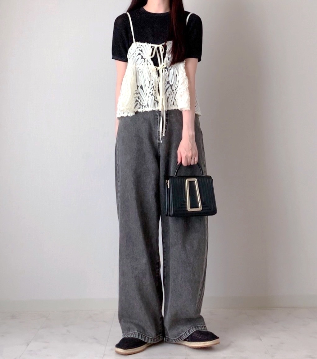 GUの「シアーラメセーター(半袖)Q」