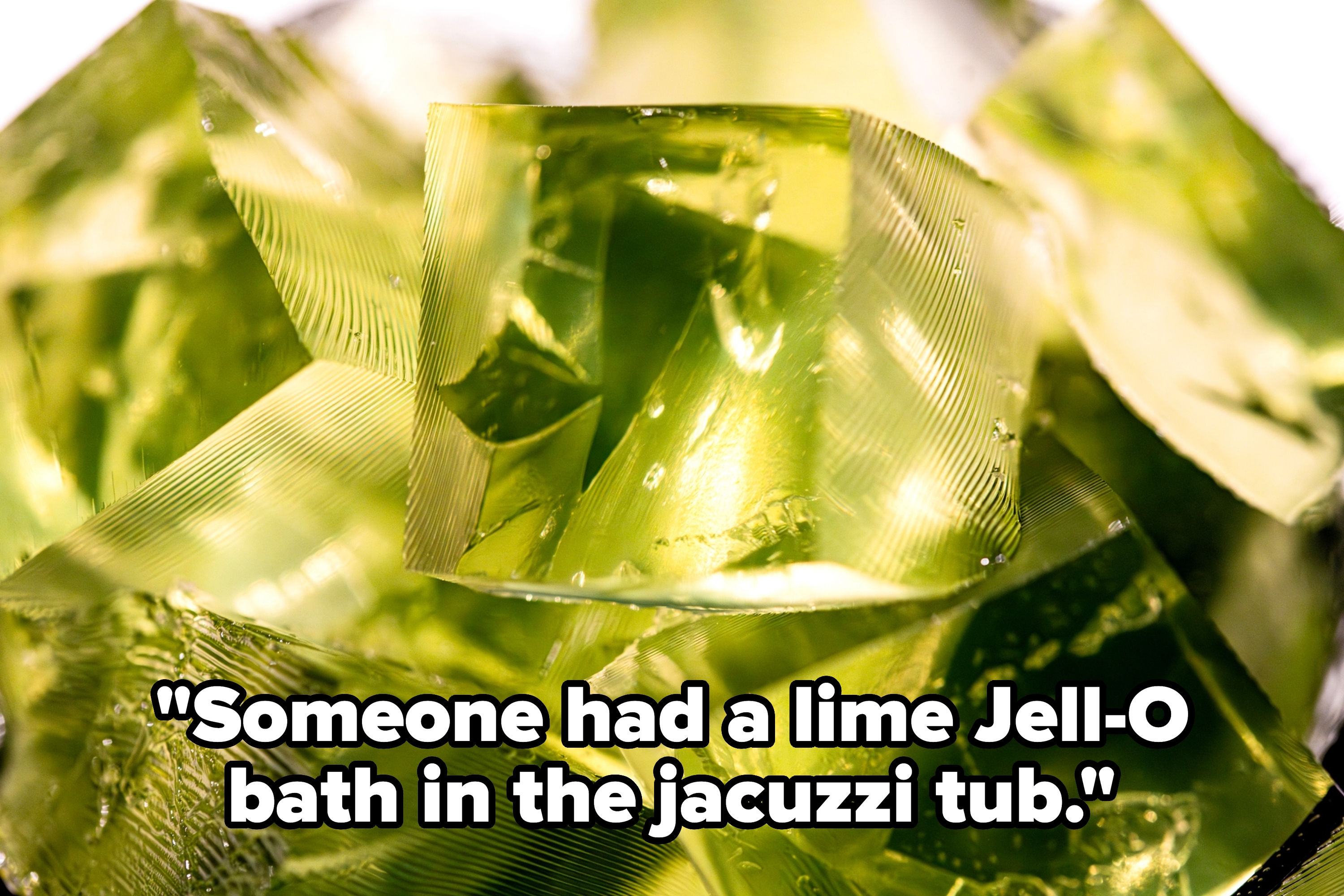 Close-up of green gelatin cubes stacked together