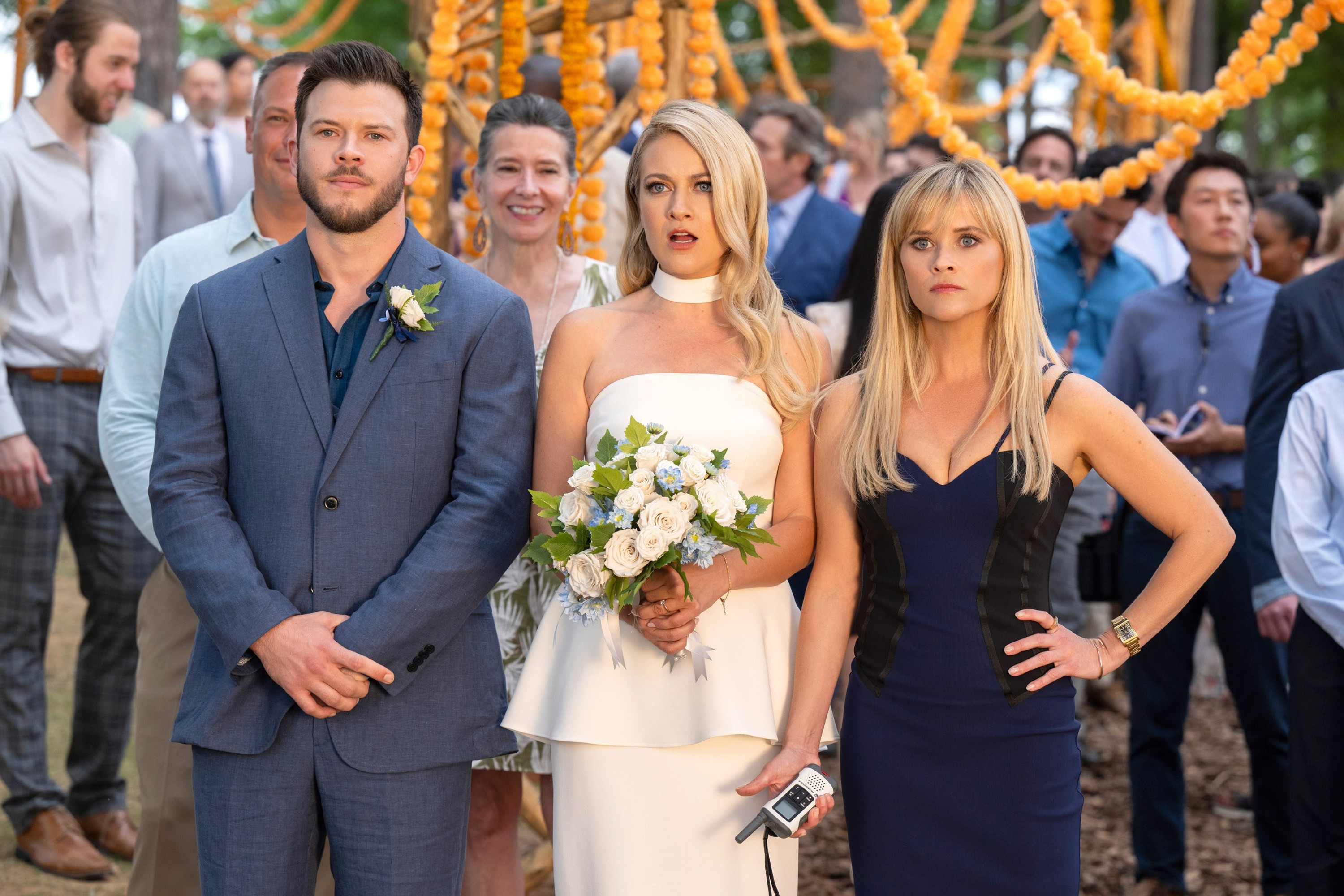Jimmy Tatro, Meredith Hagner, and Reese Witherspoon in "You're Cordially Invited."