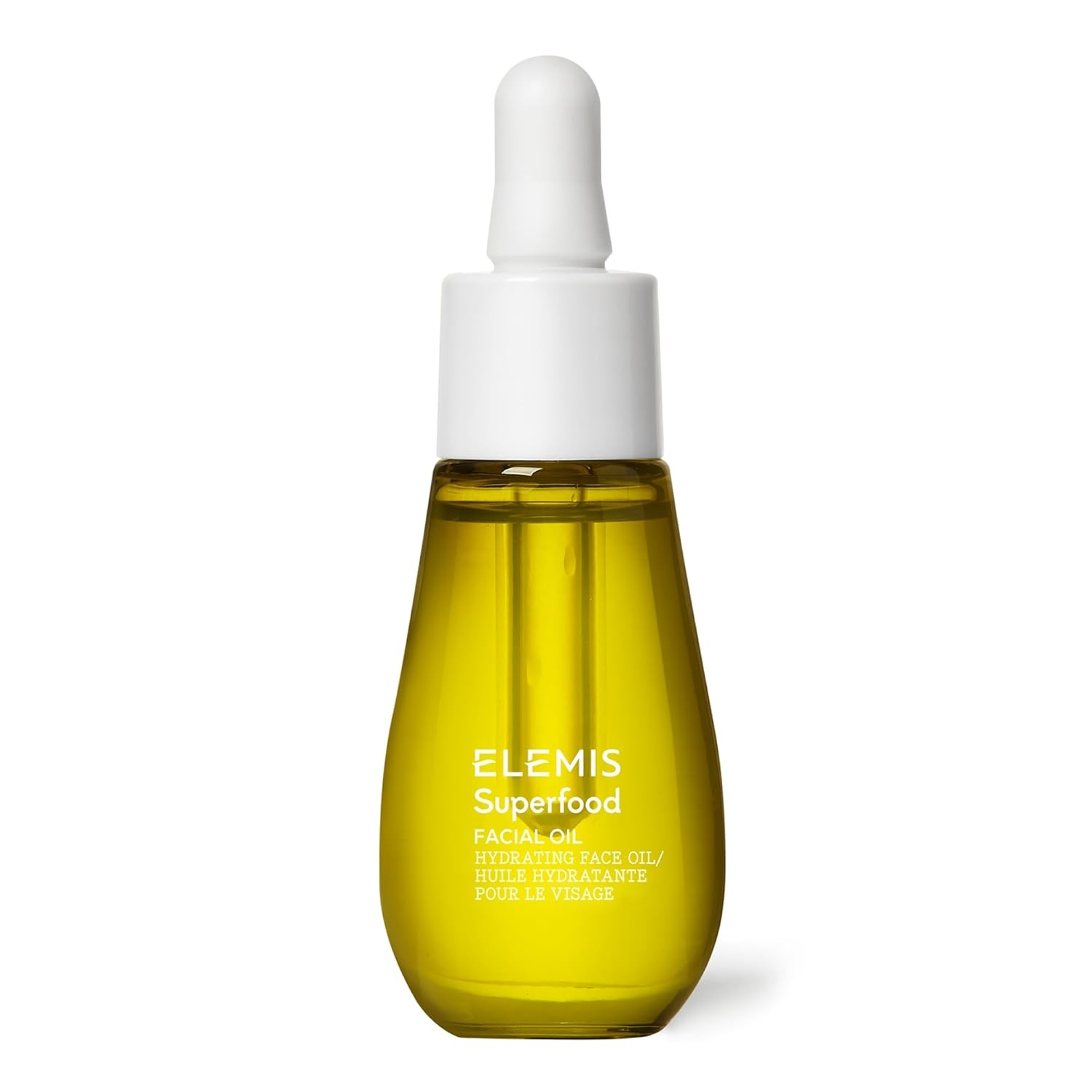 Dropper bottle of Elemis Superfood Facial Oil, a hydrating face oil shown in a shopping article
