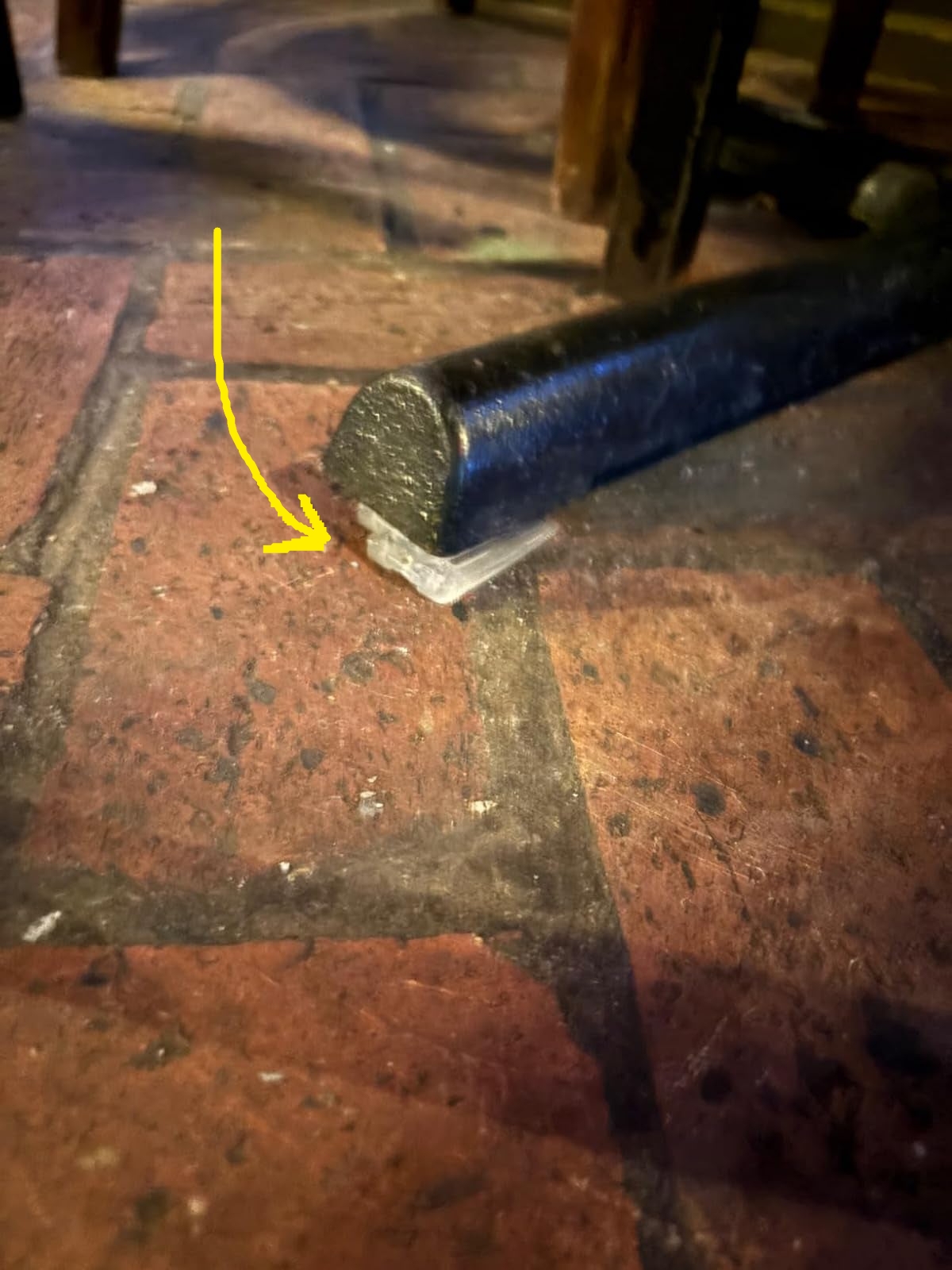 A seat  limb  is balanced connected  a transparent integrative  shim connected  a ceramic  floor