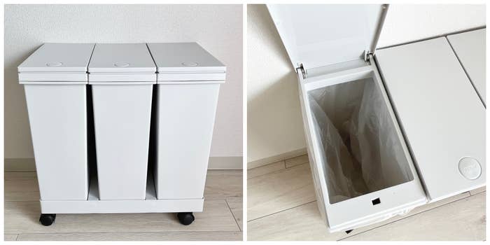 ニトリの「横型3分別 プッシュペールワゴン(60L)」