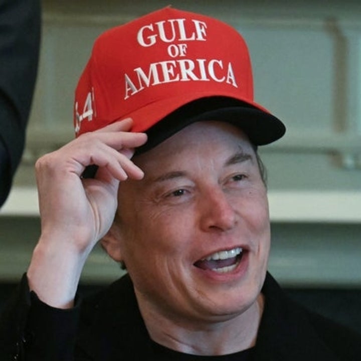 Person smiling, wearing a cap with "Gulf of America" text, in a casual setting