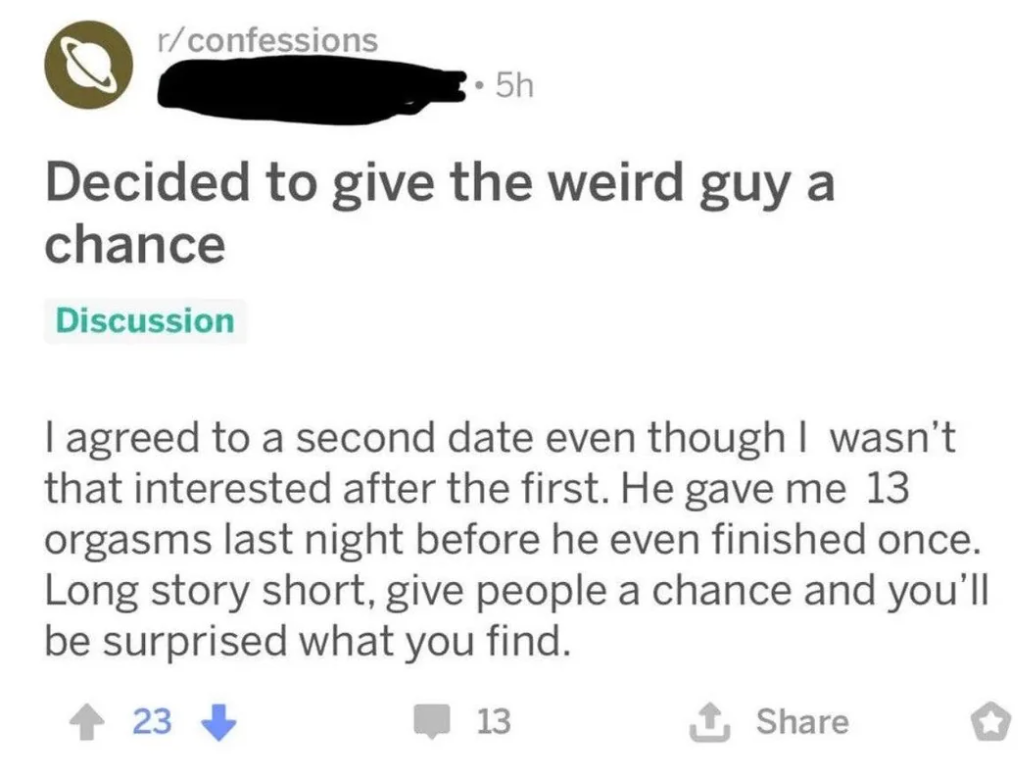 Screenshot of a Reddit post about a successful date experience