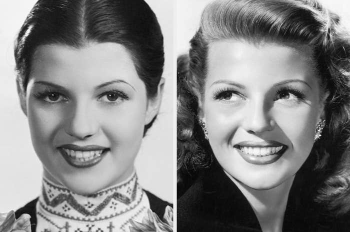 Two black-and-white portraits of a smiling woman with styled hair from the mid-20th century