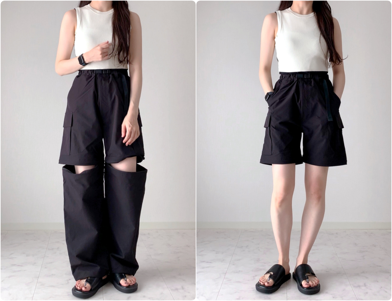 GU(ジーユー)の「コンバーチブルワイドカーゴパンツ(セットアップ可能)」