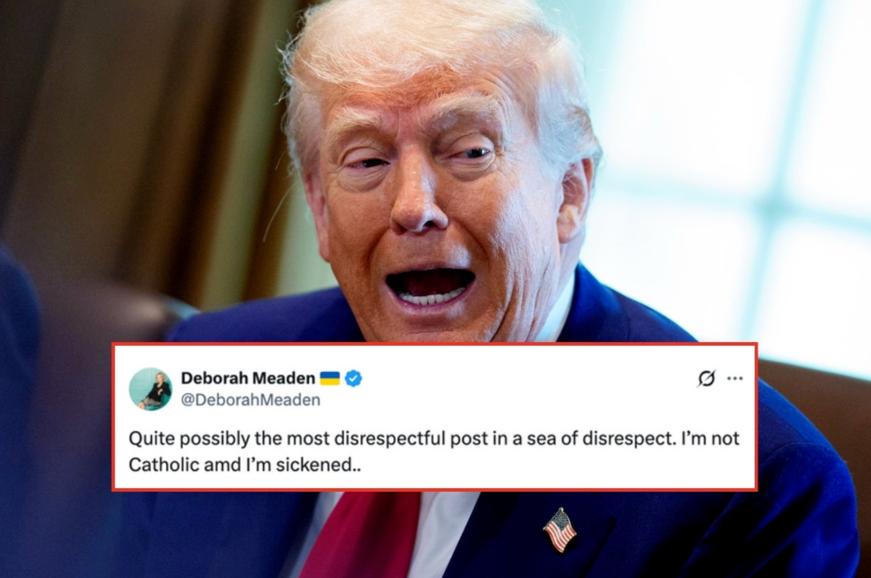 A person speaks mid-sentence, next to a highlighted tweet critiquing a disrespectful post
