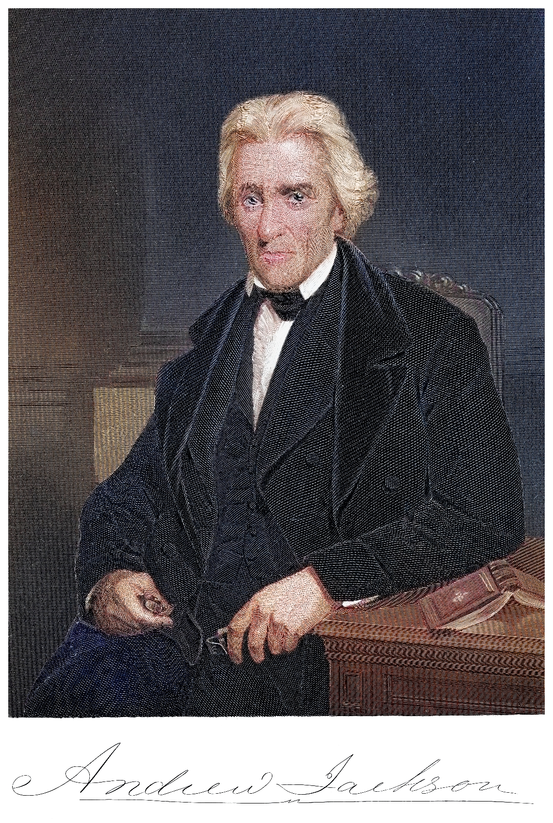 19th-century portrait of Andrew Jackson in a tuxedo