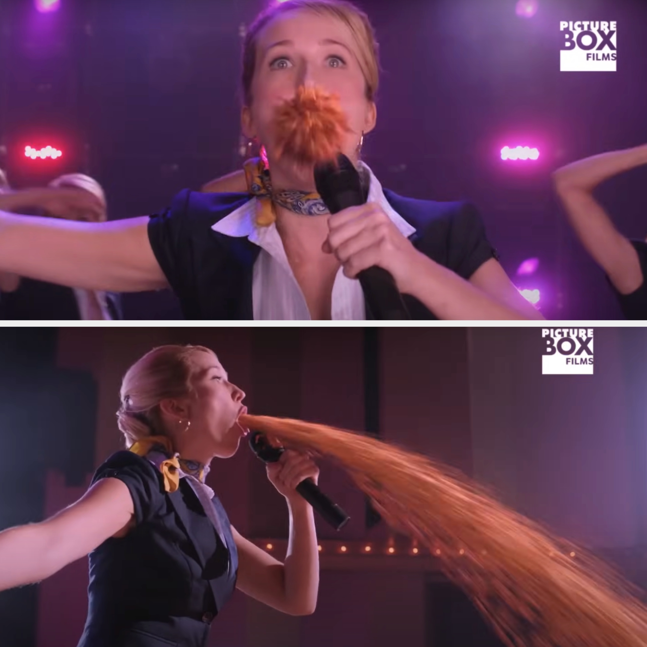 Anna projectile vomits onto her microphone on stage