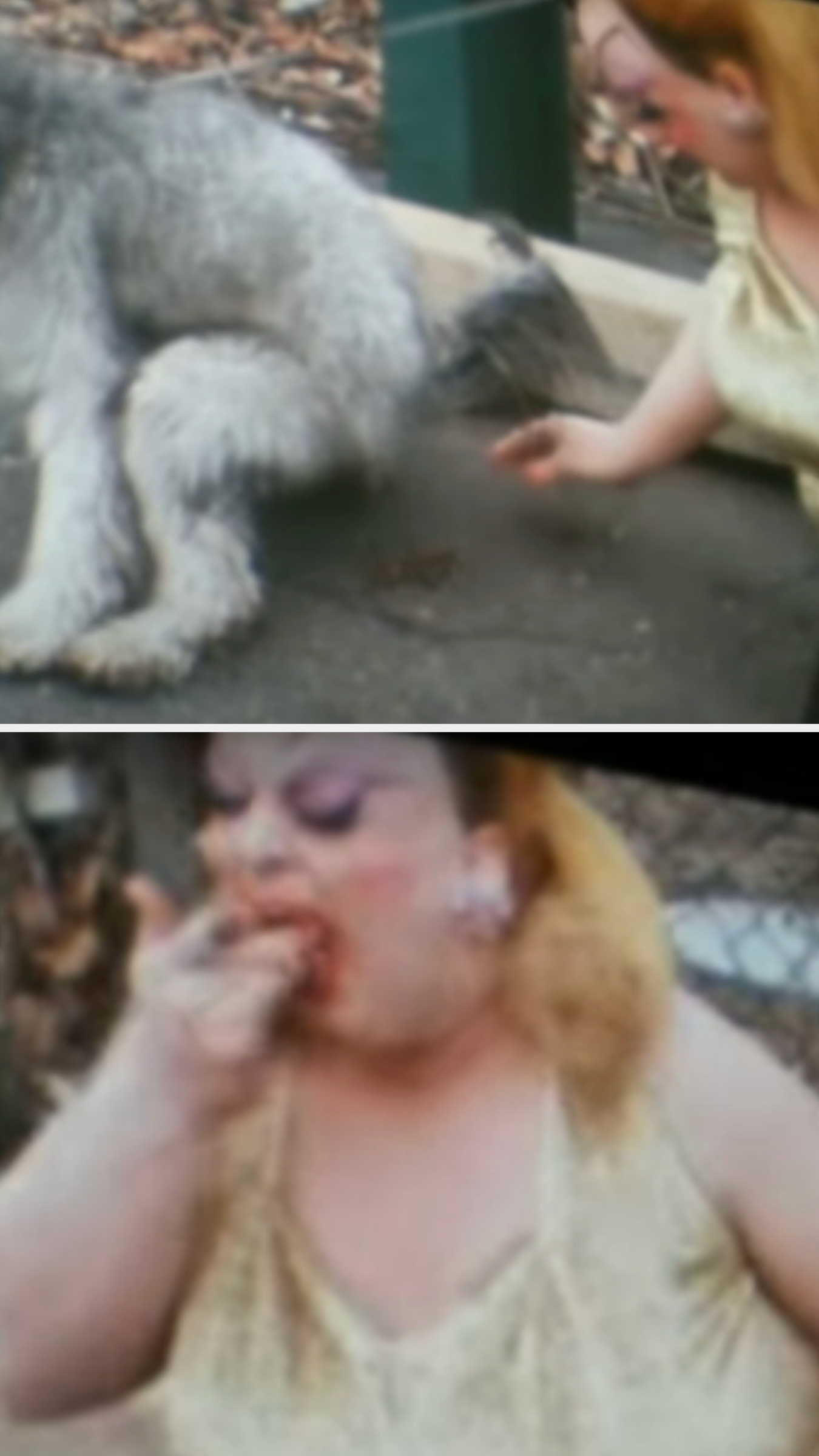 Divine scoops up dog poop in her hand and eats it