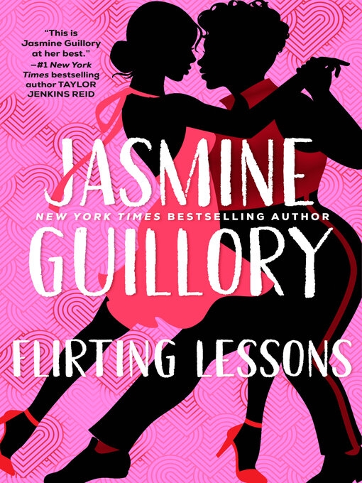 Cover of "Flirting Lessons" by Jasmine Guillory, depicting an illustrated couple dancing with endorsements from bestselling authors